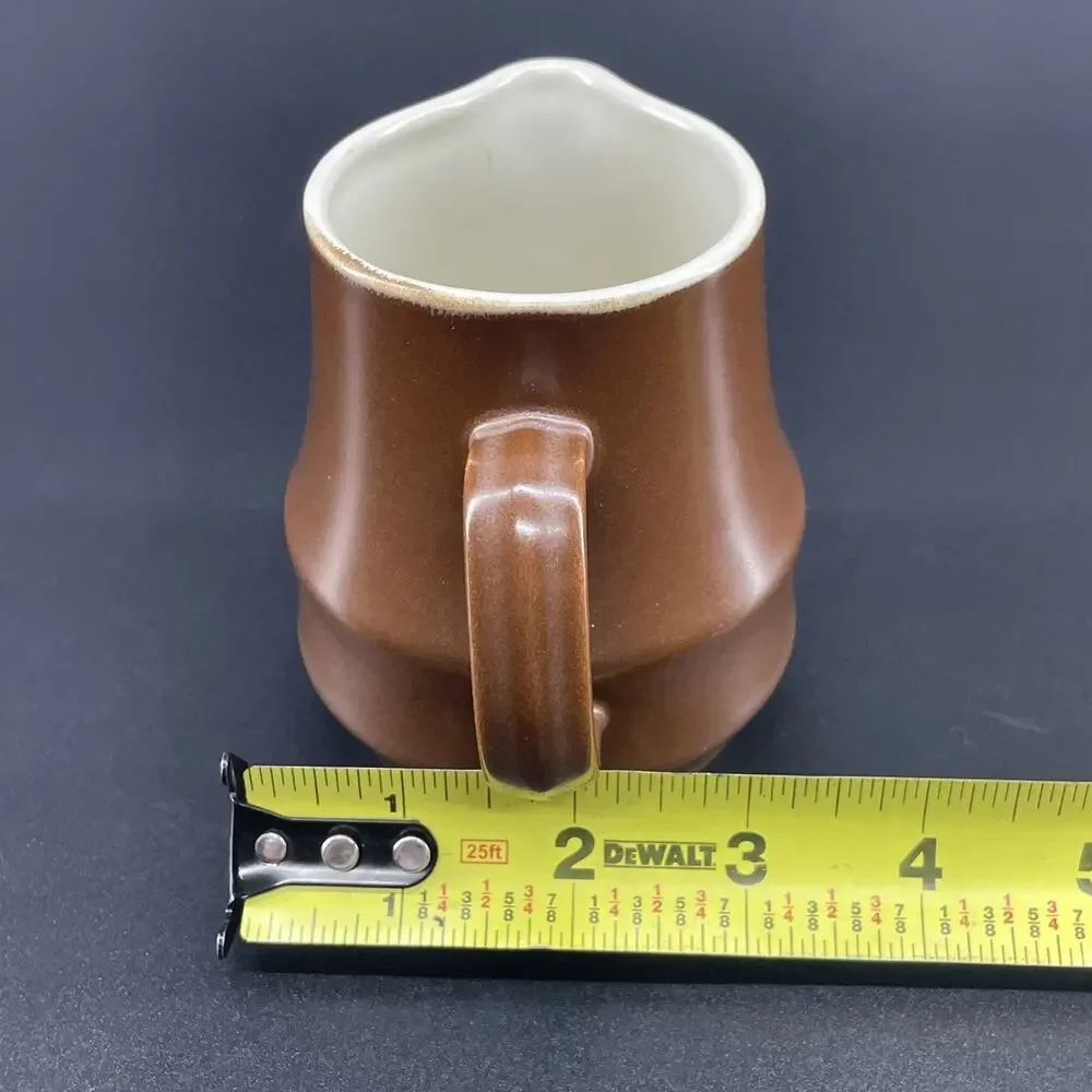 VTG Stoneware Creamer Pitcher Brown Glazed Pottery Japan MCM Rustic Farmhouse